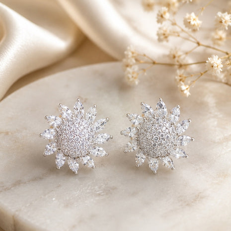 Gold-Tone Alloy Floral AD Stud Earrings / Ruchi