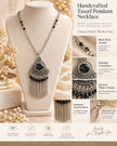 Black Stone Beaded Tassel Pendant Necklace / Ruchi