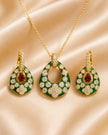 Modern Green Enamel Teardrop Necklace Set / Ruchi