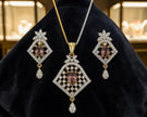 Geometric Smoky Crystal Stone Jewelry Set / Ruchi