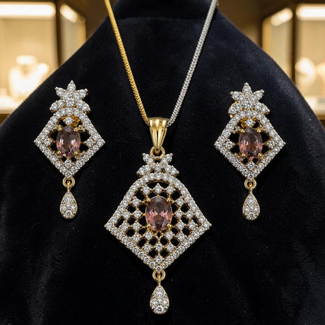 Geometric Smoky Crystal Stone Jewelry Set / Ruchi