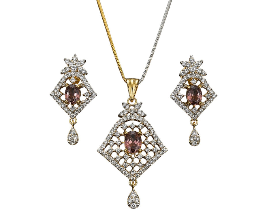 Geometric Smoky Crystal Stone Jewelry Set / Ruchi