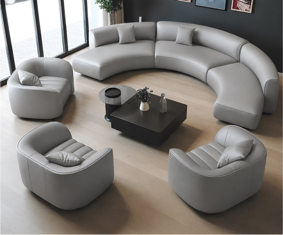 Semi Circular Sectional Leather Sofa