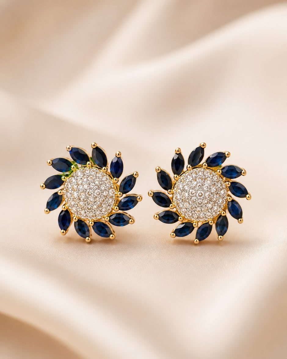 Gold-Tone Alloy Floral AD Stud Earrings / Ruchi