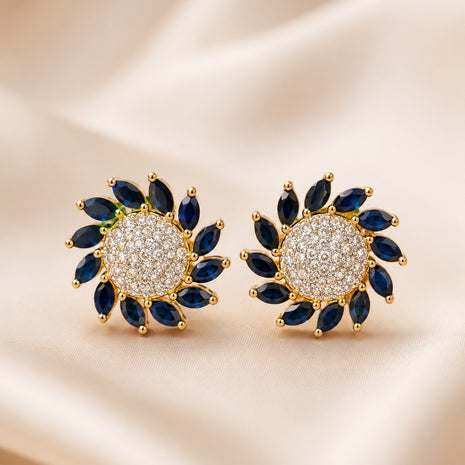 Gold-Tone Alloy Floral AD Stud Earrings / Ruchi