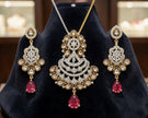 Traditional Teardrop Ruby Stone Necklace Set / Ruchi