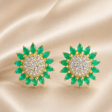 Gold-Tone Alloy Floral AD Stud Earrings / Ruchi