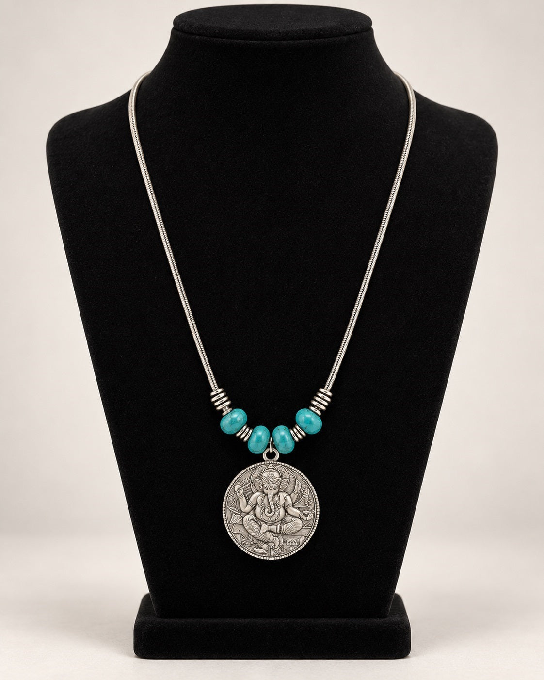 Hindu God Ganesha Metal Pendant Necklace / Ruchi