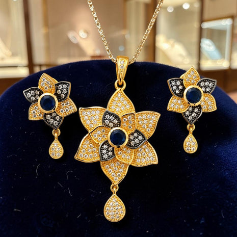 Multicolor Floral Blue Stone Necklace Set / Ruchi