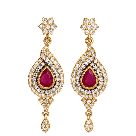 Elegant Design Ruby Stone Drop Earrings / Ruchi