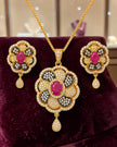 Vibrant American Diamond Floral Earrings And Necklace Set / Ruchi