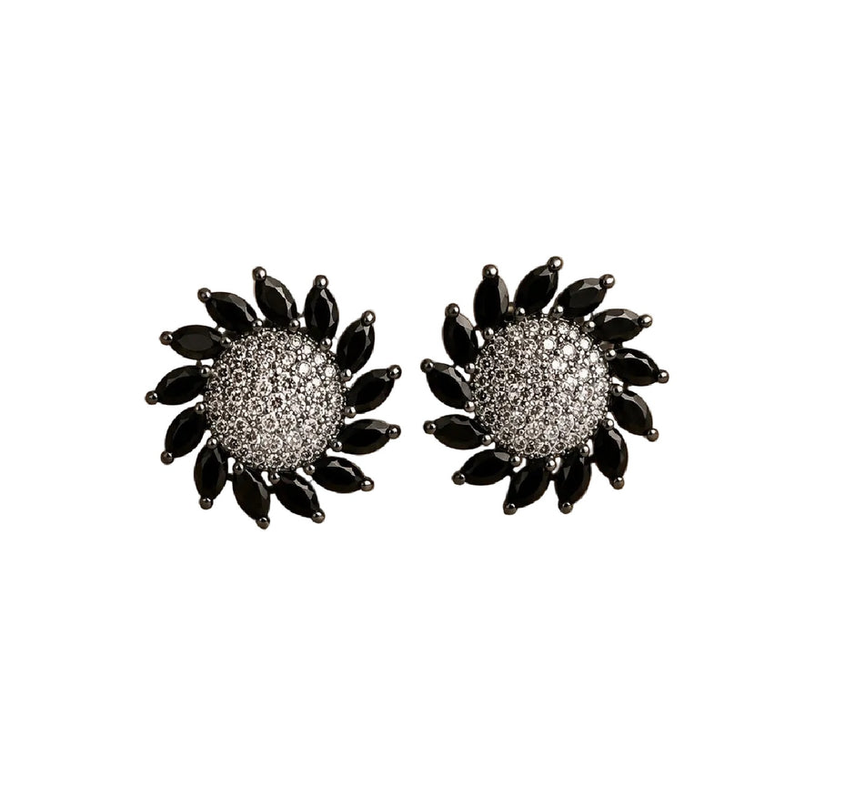 Gold-Tone Alloy Floral AD Stud Earrings / Ruchi