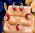 4 Piece Sparkling Leaf American Diamond Jewelry Set / Ruchi 
