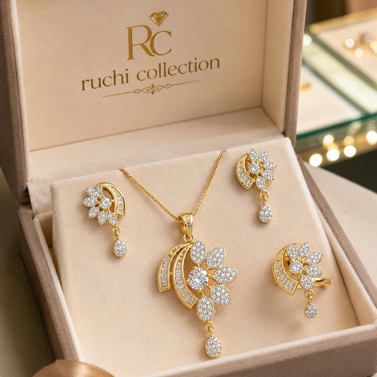 Elegant Gold-Plated Crystal Jewelry Set / Ruchi