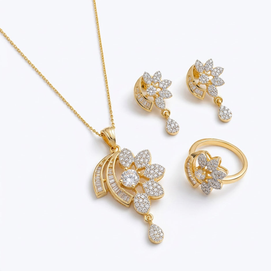 Elegant Gold-Plated Crystal Jewelry Set / Ruchi