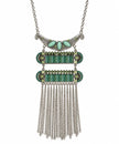 Traditional Turquoise Beaded Alloy Tassel Necklace / Ruchi
