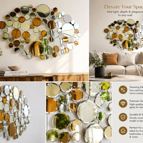 Modular Frameless Circular Mirrors Wall Decor / Ruchi 