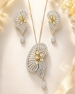 Elegant American Diamond Pendant Necklace And Earrings Set / Ruchi 