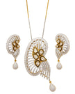 Elegant American Diamond Pendant Necklace And Earrings Set / Ruchi 