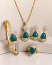 Floral Tear Drop Gemstone Jewelry Set / Ruchi 