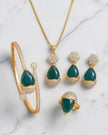Floral Tear Drop Gemstone Jewelry Set / Ruchi 