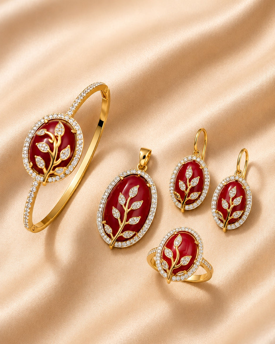 Minimalistic Gold-Plated Alloy 4-Piece Jewelry Set / Ruchi