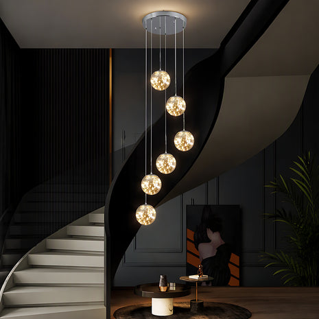 LED Ball Pendant Light Chandelier For Staircase / Ruchi