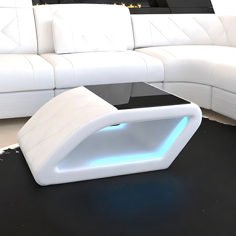 LED Coffee Table With Leather Upholstery / Ruchi