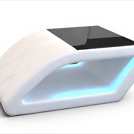 LED Coffee Table With Leather Upholstery / Ruchi