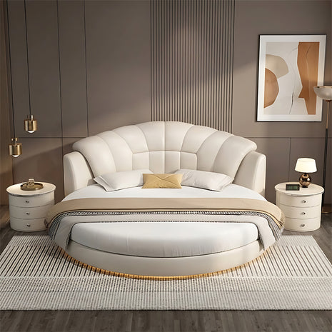 LED Leather Round Bed / Ruchi 