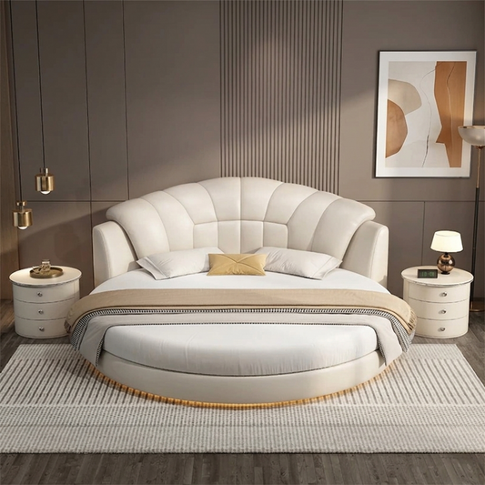 LED Leather Round Bed / Ruchi 