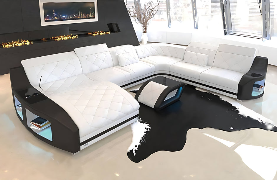 LED Sectional Sofa With Leather Upholstery / Ruchi 