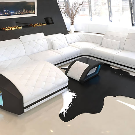 LED Sectional Sofa With Leather Upholstery / Ruchi 