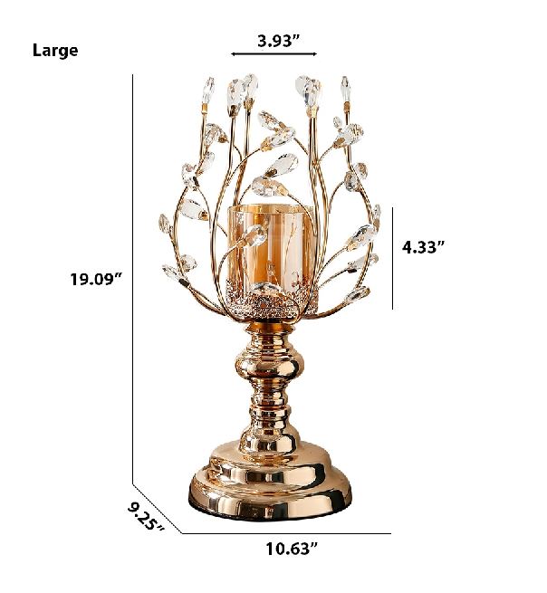 Exquisite Crystal-Accented Metal and Glass Candle Holder