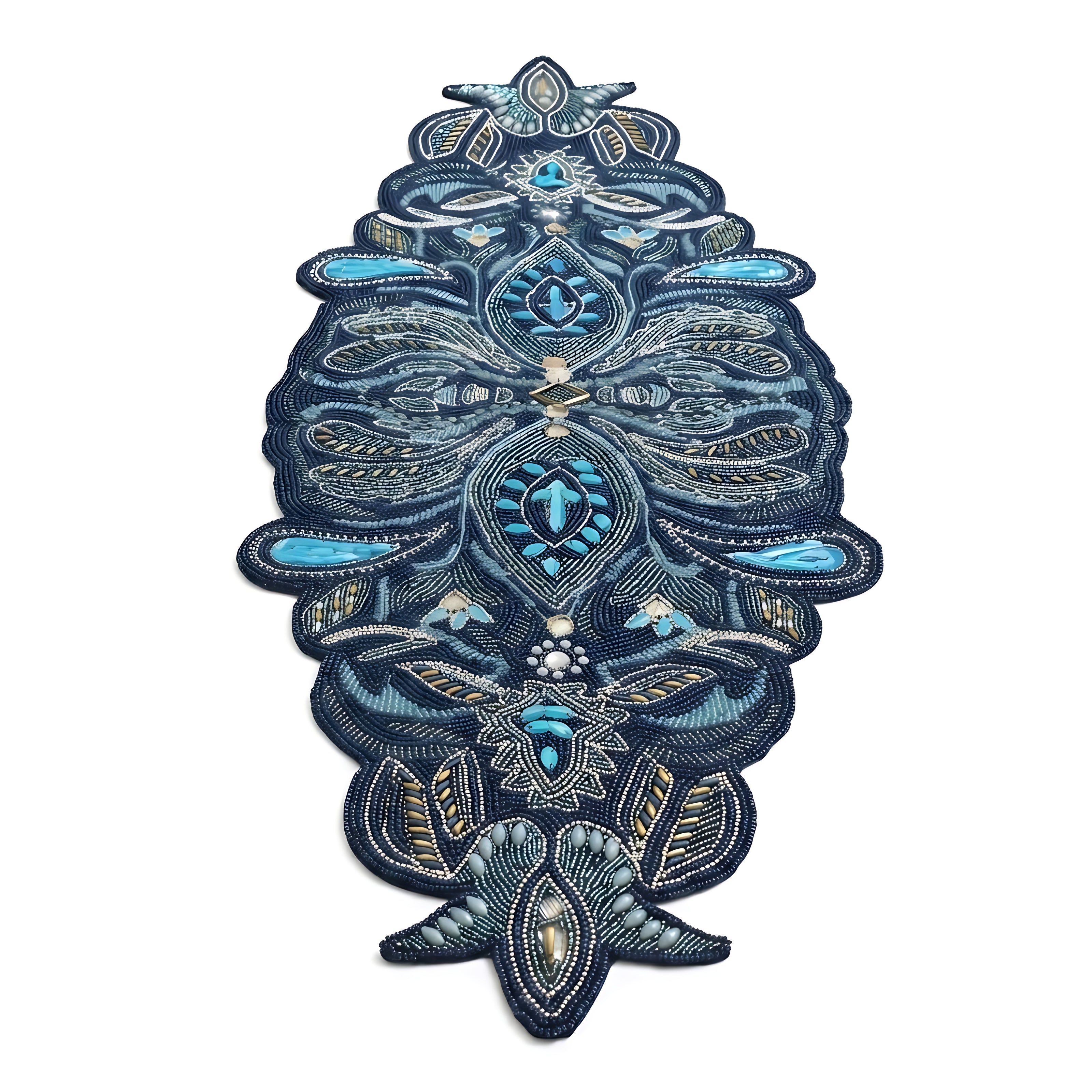 Layered Gemstone & Beadwork Contour Table Runner / Ruchi