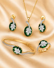 Leaf Design Green Gemstone Jewelry Set / Ruchi