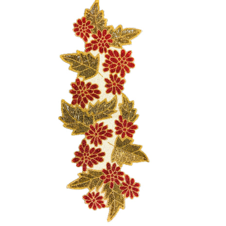 Leaf Floral Embroidered Beaded Runner / Ruchi