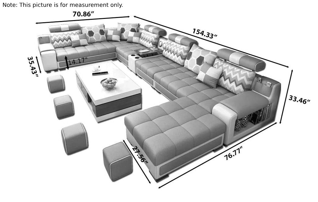 Dazzling Texture Spacious Fabric Sectional Sofa Set / Ruchi