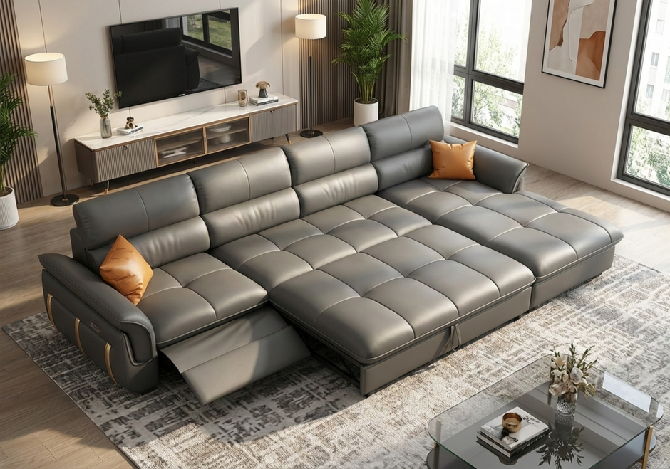 Leather Recliner Sectional Sofa / Ruchi