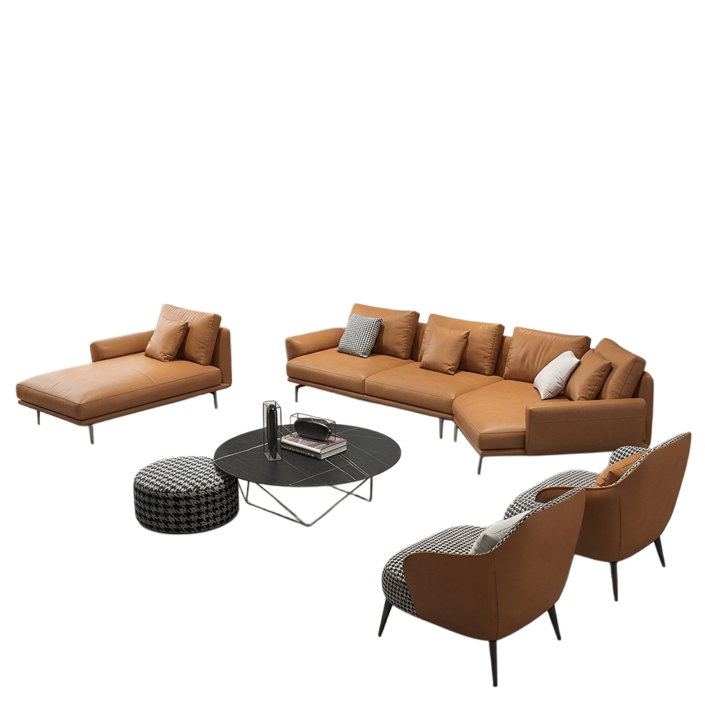 Leather Sectional Sofa Set with Chaise Lounge / Ruchi
