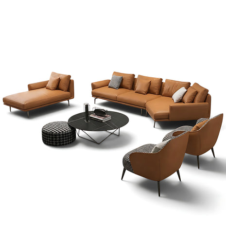 Leather Sectional Sofa Set with Chaise Lounge / Ruchi