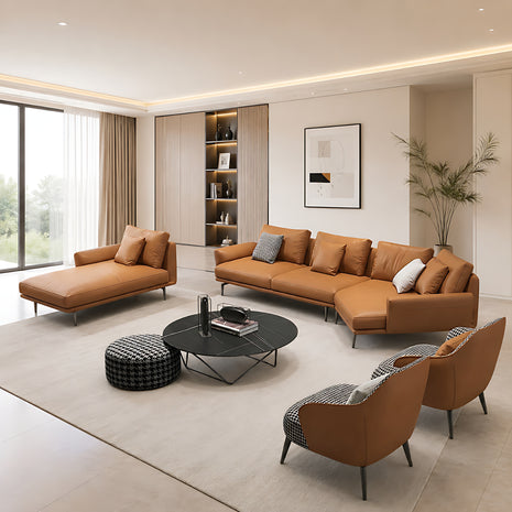 Leather Sectional Sofa Set with Chaise Lounge / Ruchi