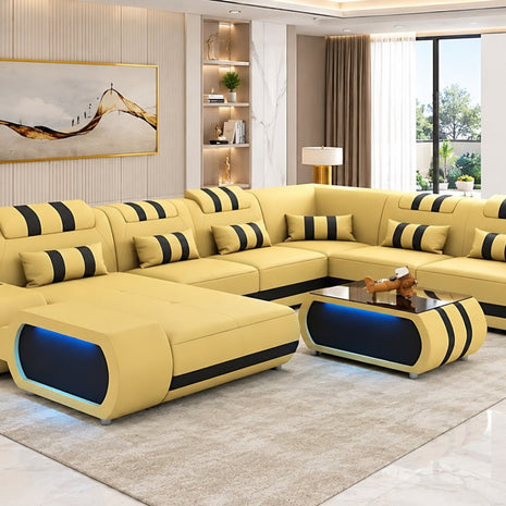 Leather Sectional Sofa With LED Lights / Ruchi 