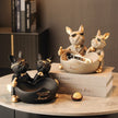 Lovely Couple Bulldog Resin Statue With Bowl / Ruchi