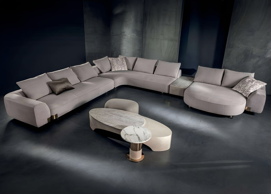 L-Shaped Sectional Sofa With Boucle Fabric Upholstery / Ruchi