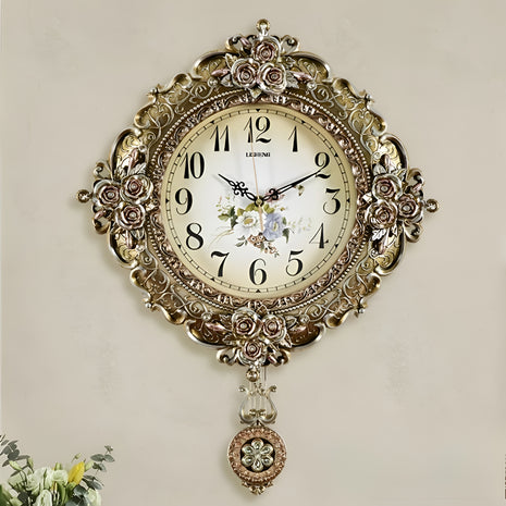 Luxurious European Floral Design Wall Clock / Ruchi 