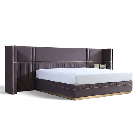 Luxurious U Shaped Headboard Velvet Upholstered Bed / Ruchi