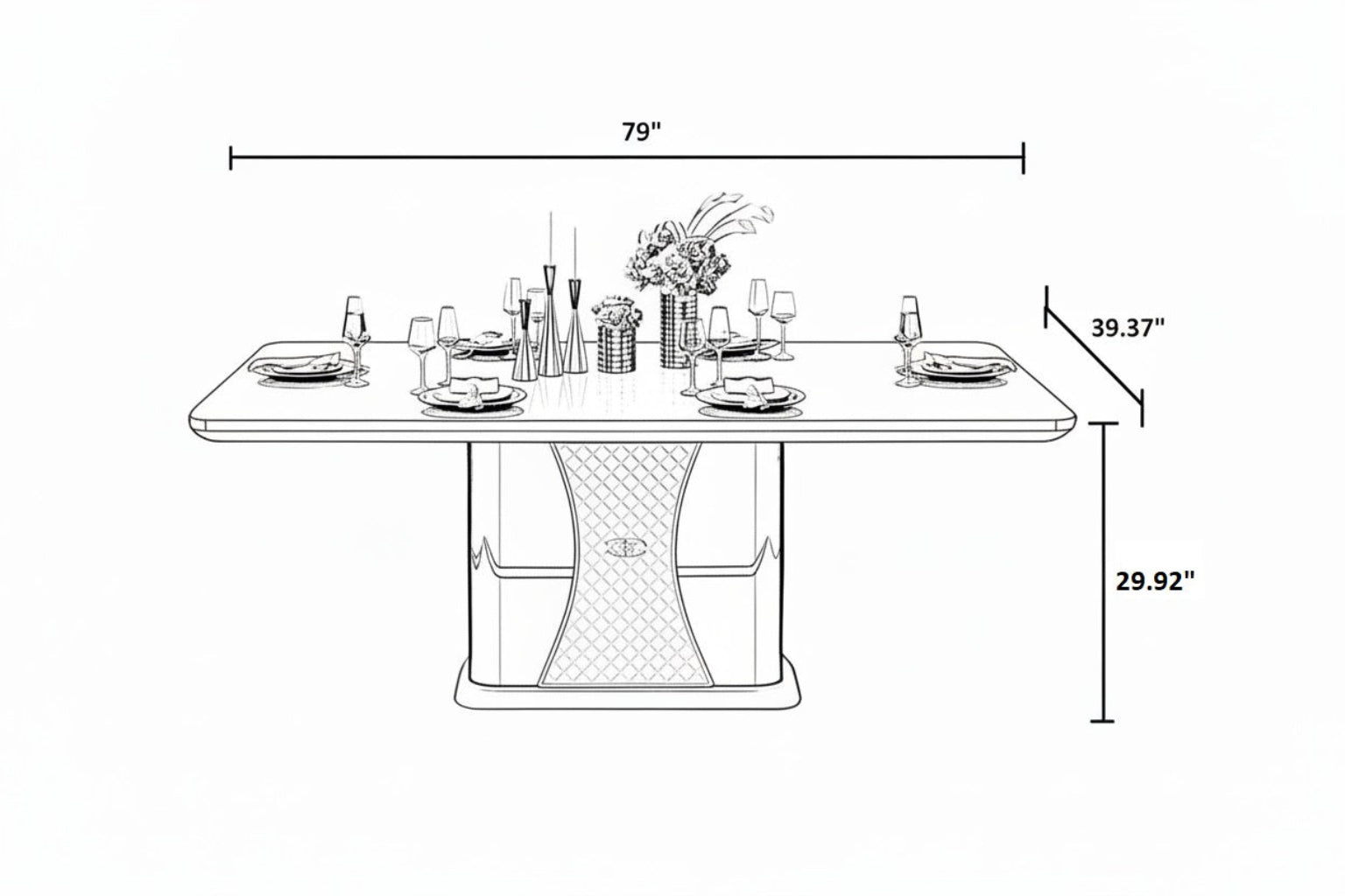 Wooden Rectangular Dining Table Set For 6
