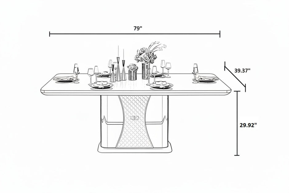 Wooden Rectangular Dining Table Set For 6