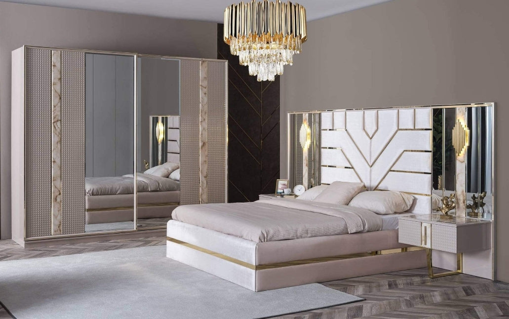 Modern Fabric Bedroom Set With Storage / Ruchi